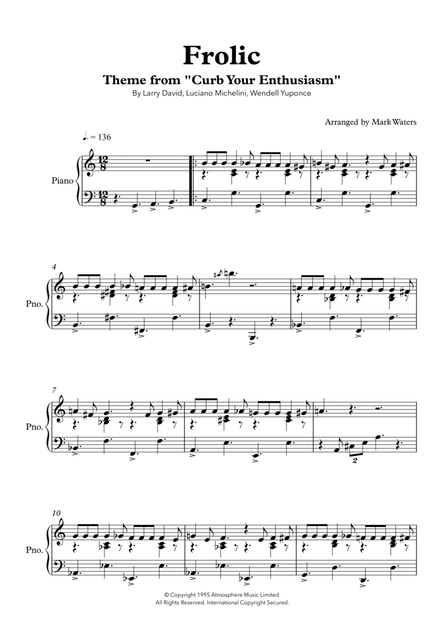 Frolic (theme From Curb Your Enthusiasm) Piano Solo scores gallery preview page 1