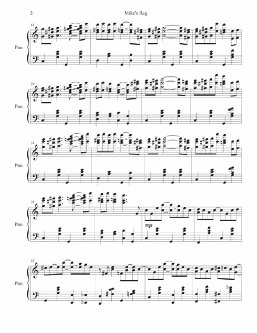 Mike's Rag Piano Solo scores gallery preview page 2