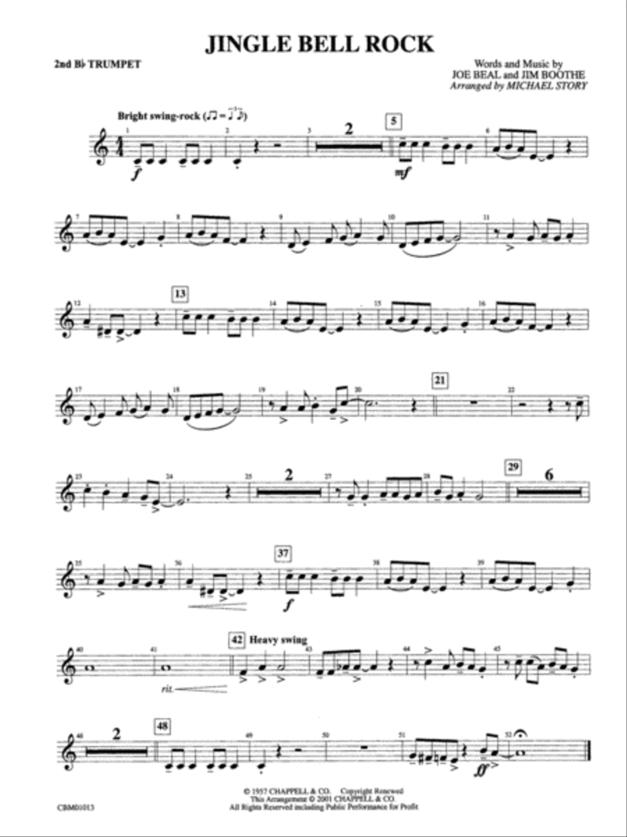 Jingle Bell Rock: 2nd B-flat Trumpet Concert Band scores gallery preview page 1
