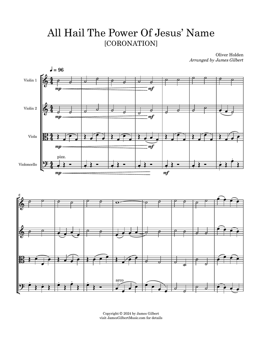 All Hail The Power of Jesus' Name String Quartet scores gallery preview page 3