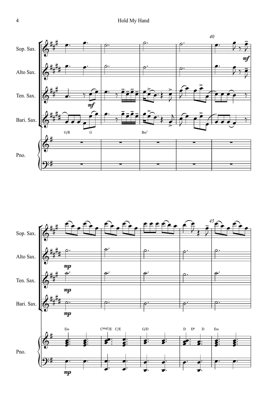 Hold My Hand Small Ensemble scores gallery preview page 4
