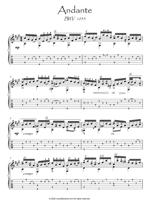 Bach for Guitar Andante BWV 1033 guitar solo