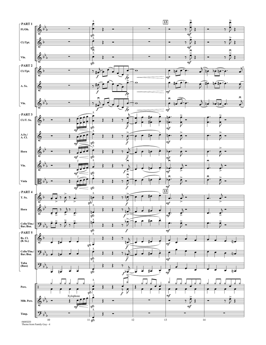 Family Guy (Theme) - Full Score Concert Band scores gallery preview page 4