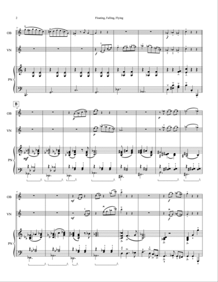 Floating, Falling, Flying (original version for Oboe, Violin and Piano) Oboe scores gallery preview page 3