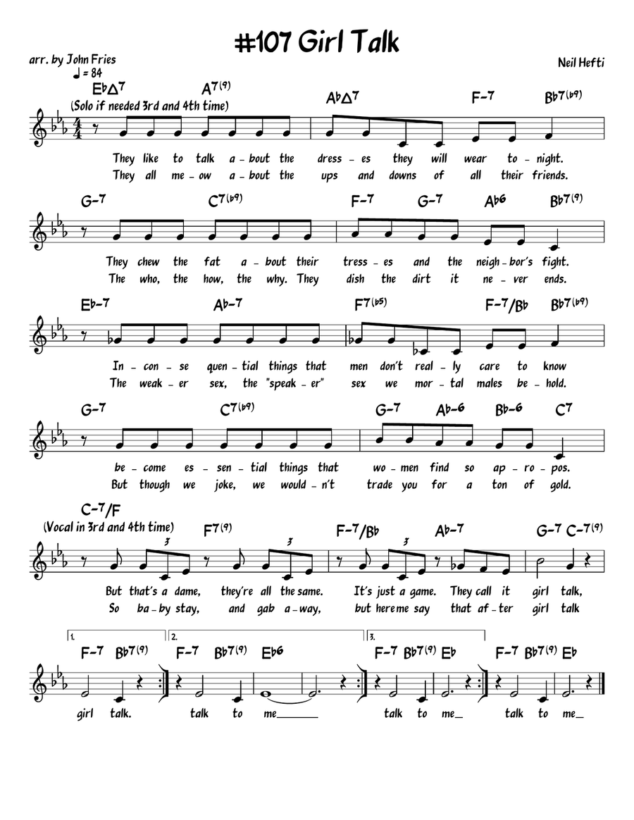 Girls Talk Girls Talk Piano scores gallery preview page 1