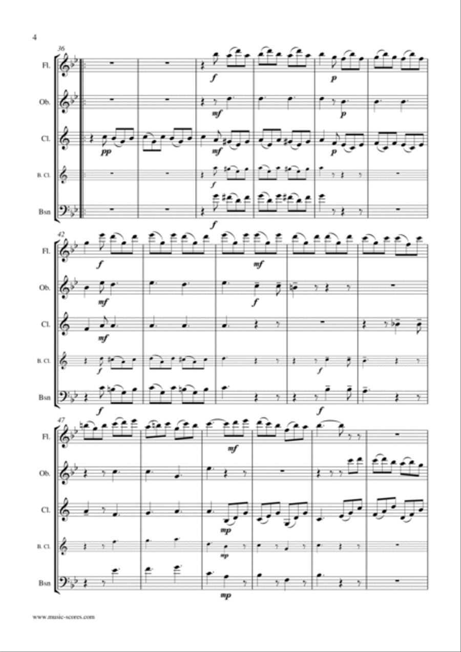 Giga from Corelli Sonata in D minor: Wind Quartet Woodwind Quartet scores gallery preview page 4