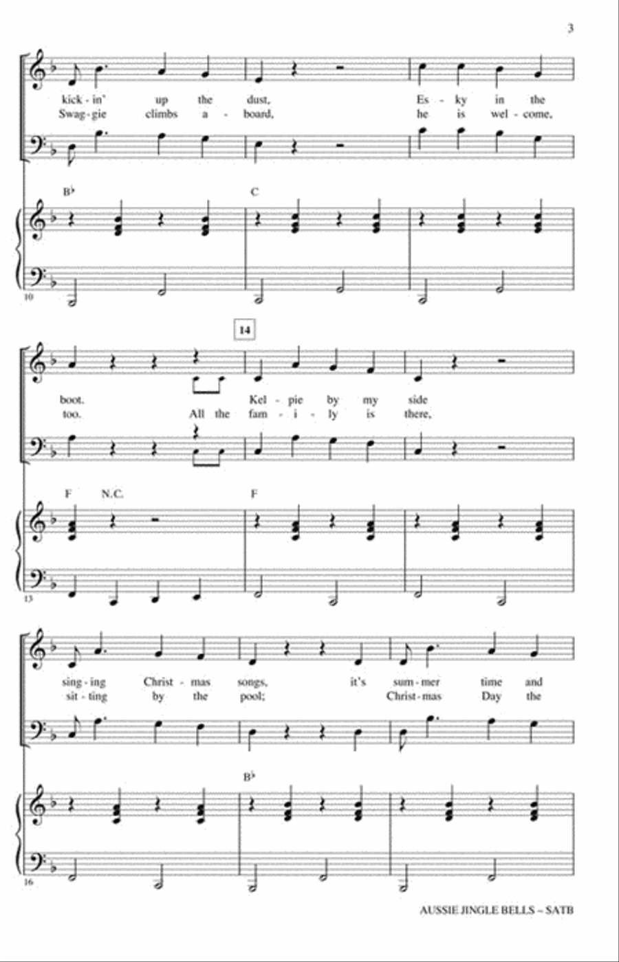 Aussie Jingle Bells 4-Part scores gallery preview page 3