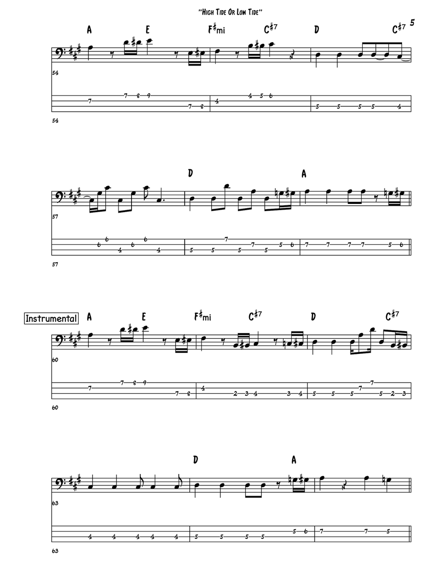 High Tide Or Low Tide Bass Guitar Tablature scores gallery preview page 5