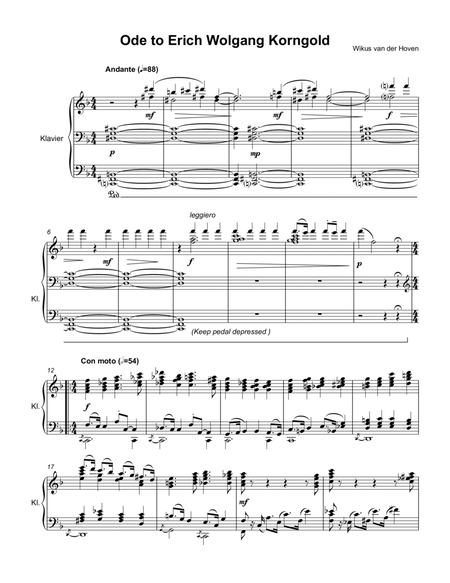 Ode to Erich Wolfgang Korngold for Solo Piano