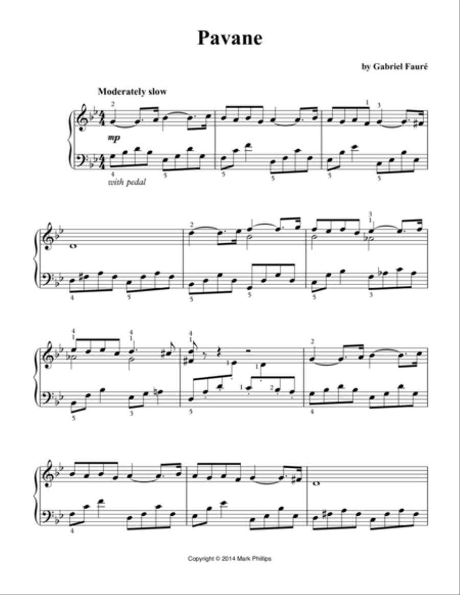 Pavane Easy Piano scores gallery preview page 1