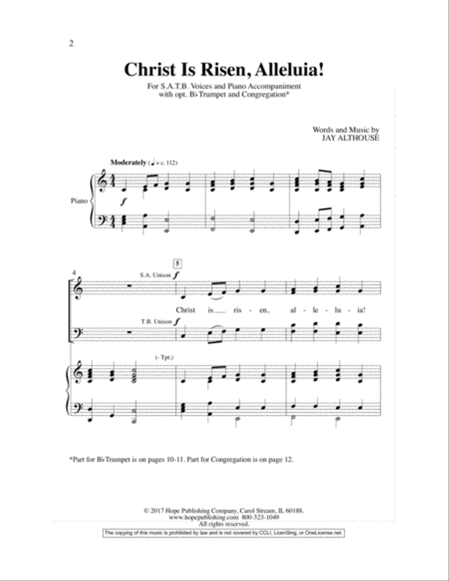 Christ Is Risen, Alleluia!-SATB-Digital Download 4-Part scores gallery preview page 2