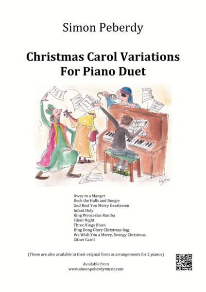 Christmas Carol Variations for piano duet (Collection of 10 different carols) by Simon Peberdy image number null