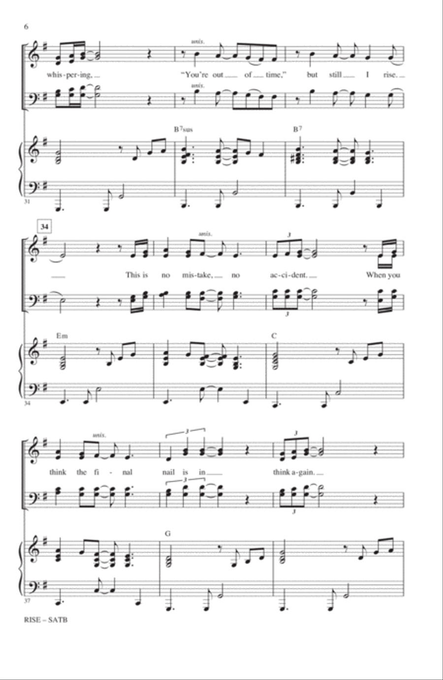 Rise (arr. Mac Huff) 4-Part scores gallery preview page 5