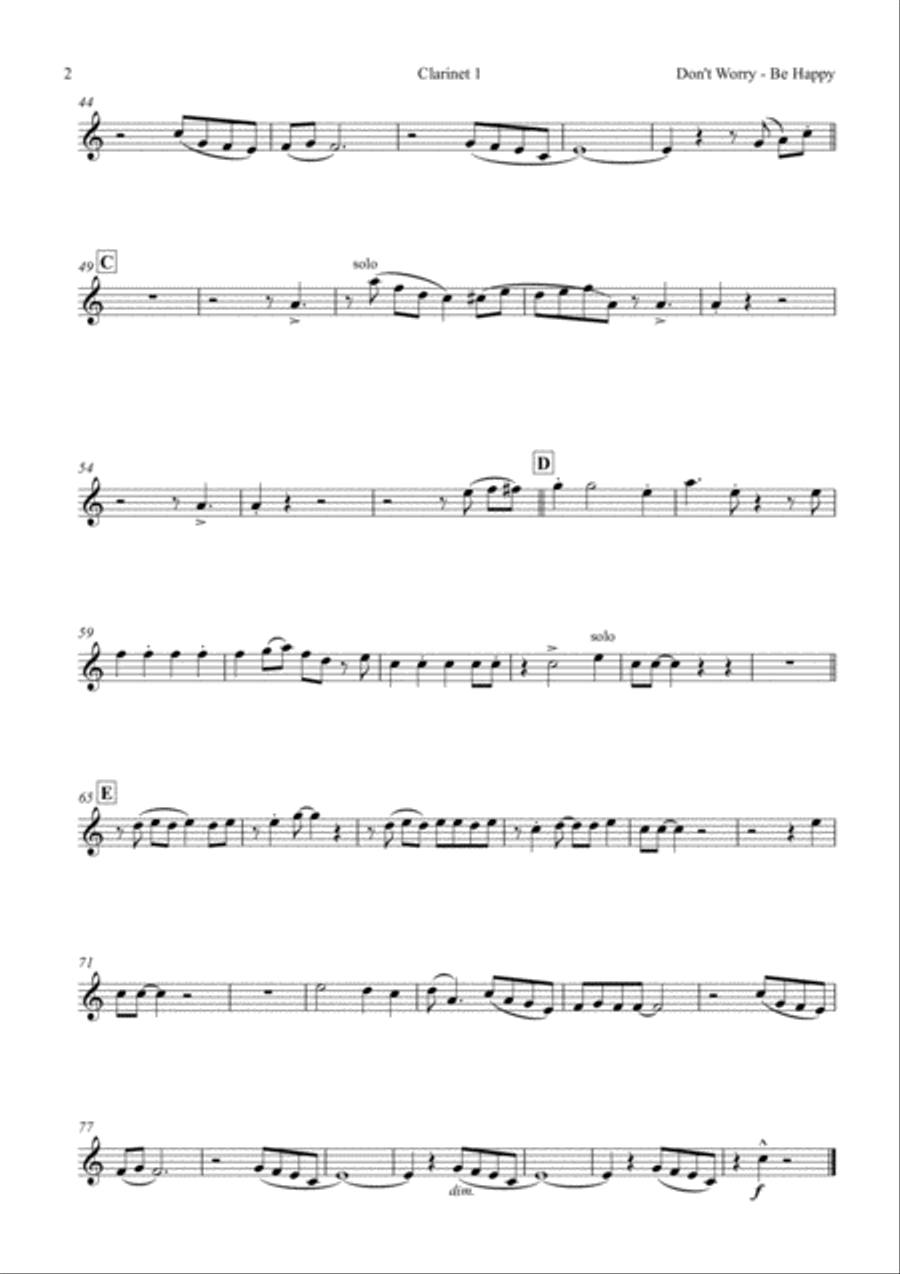 Don't Worry, Be Happy Woodwind Quartet scores gallery preview page 4