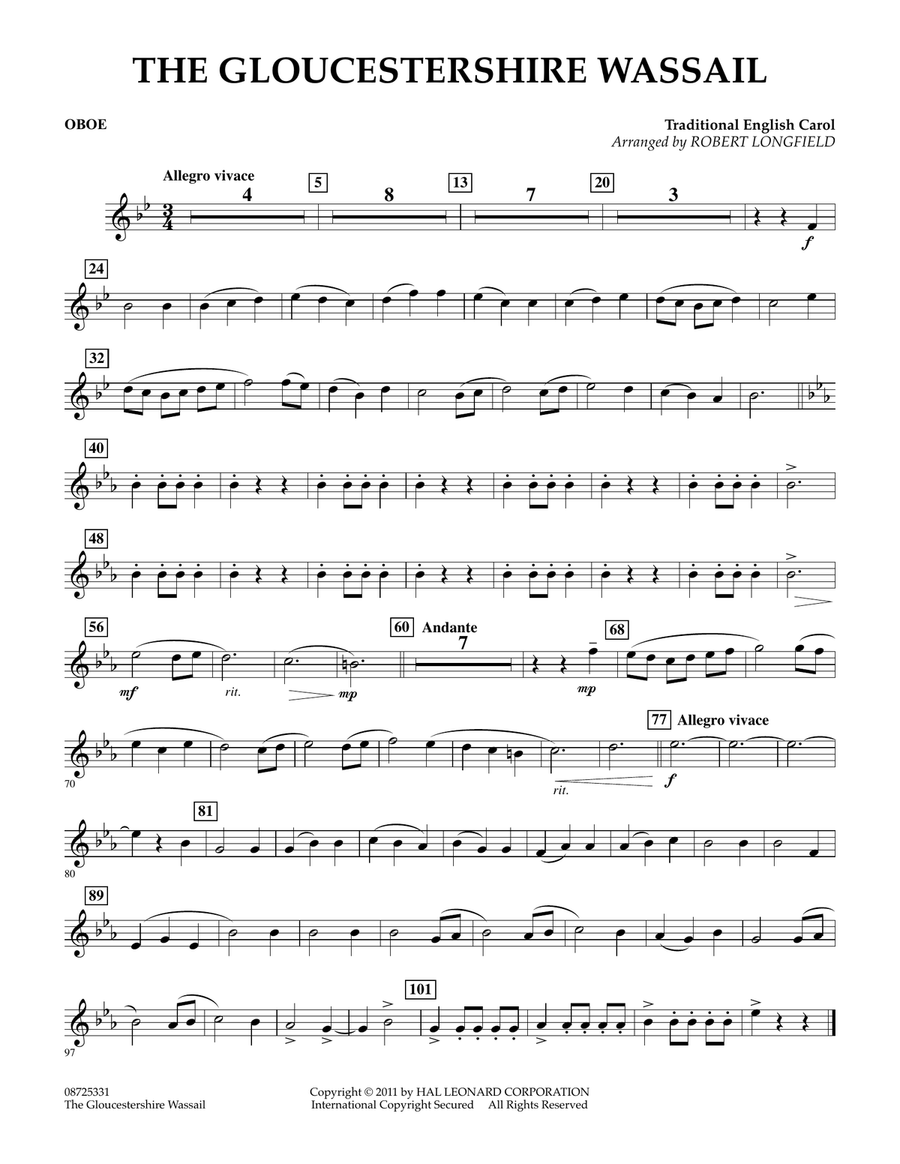 The Gloucestershire Wassail - Oboe Concert Band scores gallery preview page 1