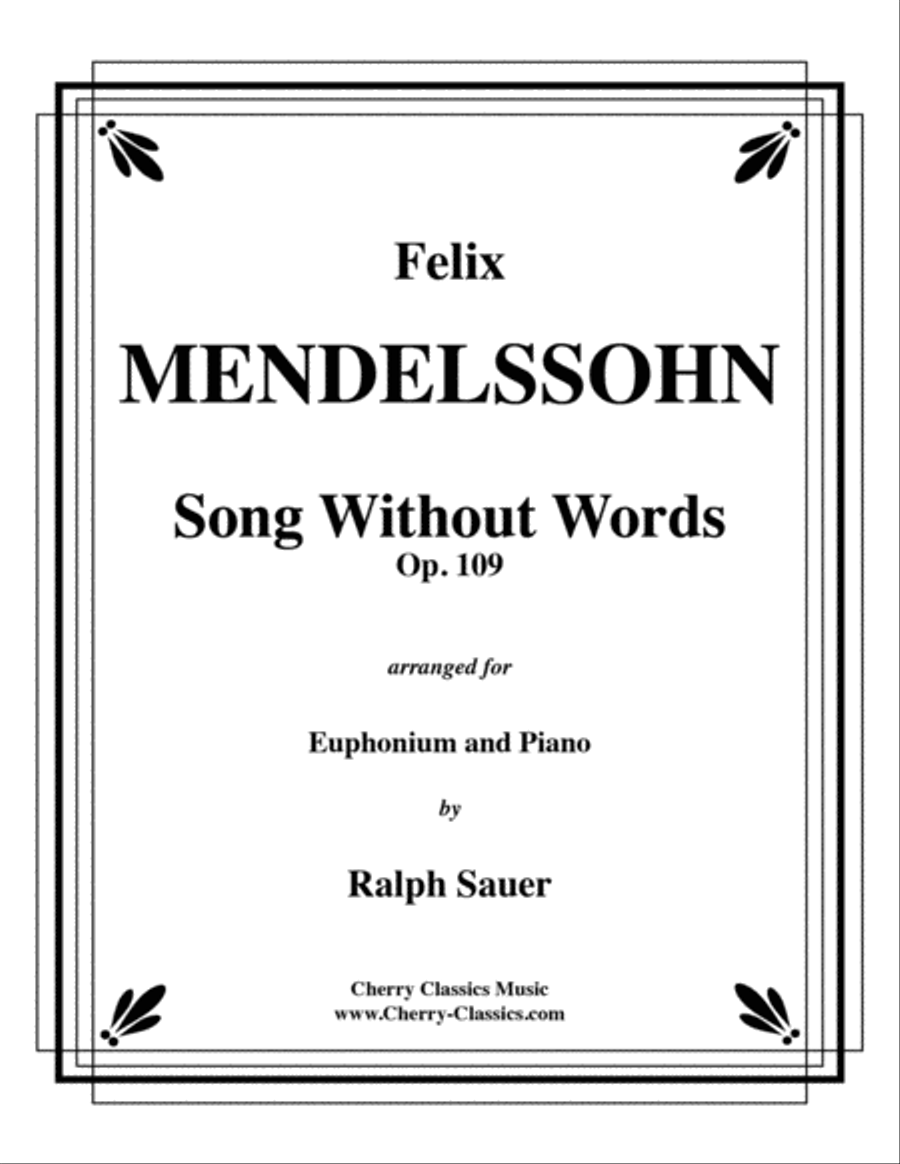 Song Without Words, Op. 109 for Euphonium & Piano Euphonium scores gallery preview page 1