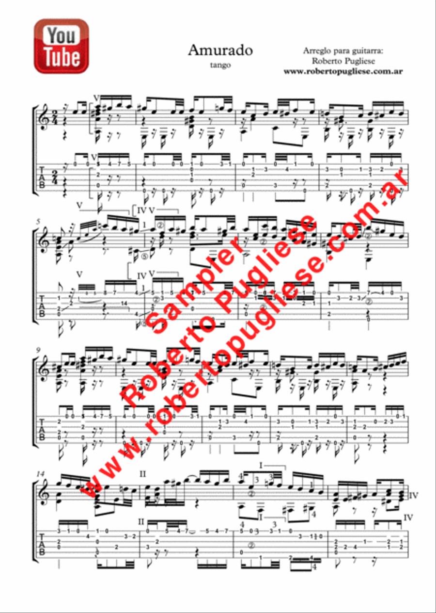 10 wonderful TANGOS for guitar by Roberto Pugliese - Volumen 3 Classical Guitar scores gallery preview page 3