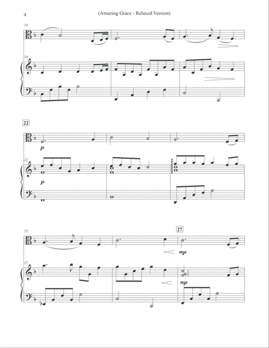 Amazing Grace - Viola & Piano Relaxed Version Amazing Grace - Viola & Piano Relaxed Version Viola scores gallery preview page 4