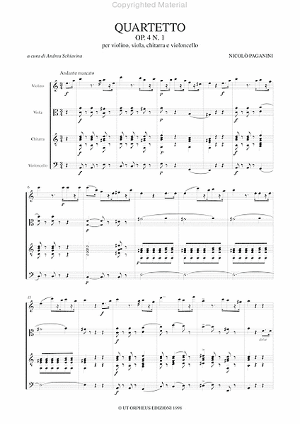 Quartet Op. 4 No. 1 for Violin, Viola, Guitar and Violoncello