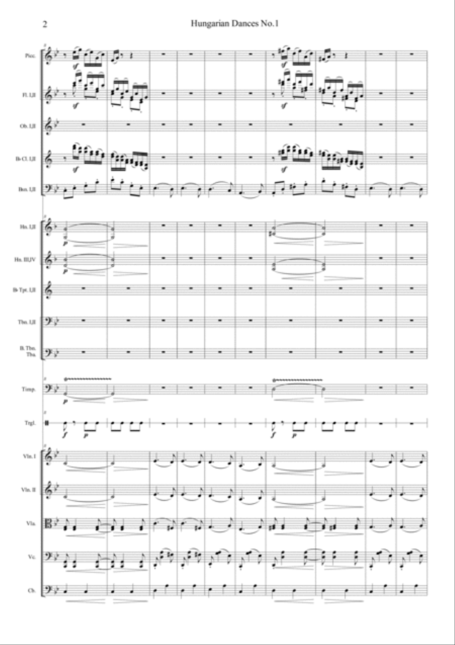 Hungarian Dances No.1 in G minor, Allegro molto Full Orchestra scores gallery preview page 2