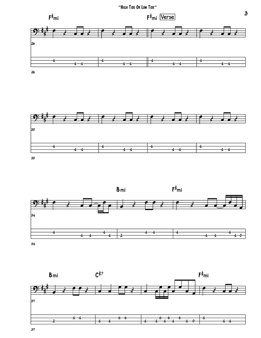 High Tide Or Low Tide Bass Guitar Tablature scores gallery preview page 3