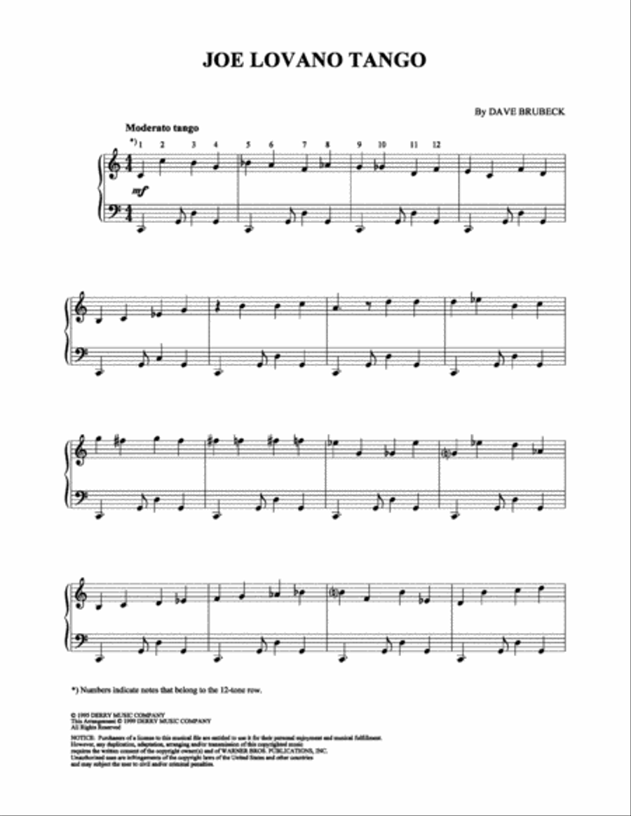 Joe Lovano Tango Piano Solo scores gallery preview page 1