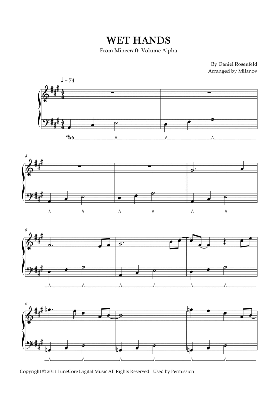 Wet Hands Wet Hands Easy Piano scores gallery preview page 1