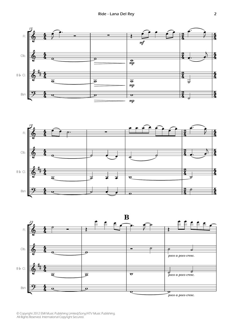 Ride Ride Woodwind Quartet scores gallery preview page 4