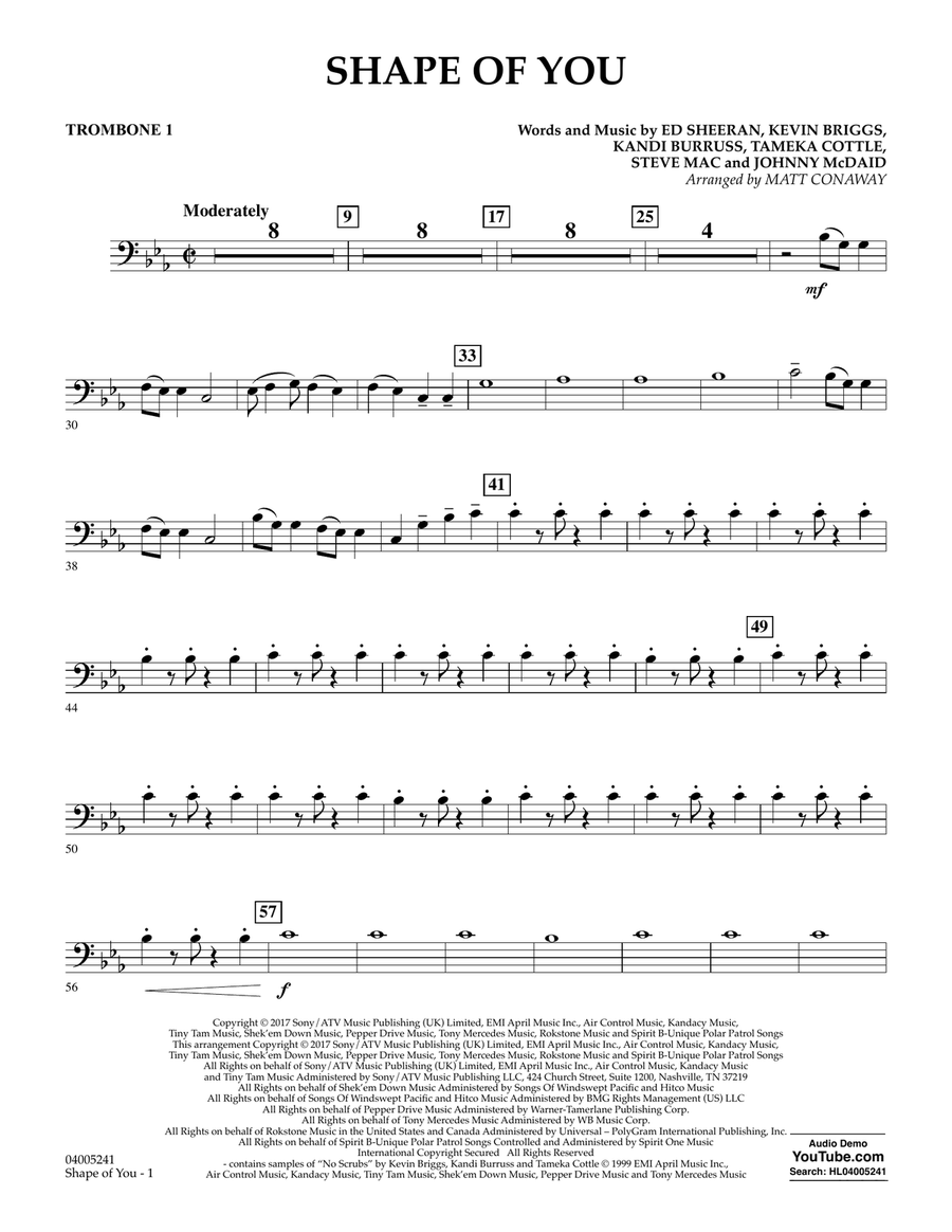 Shape of You - Trombone 1 Trombone scores gallery preview page 1