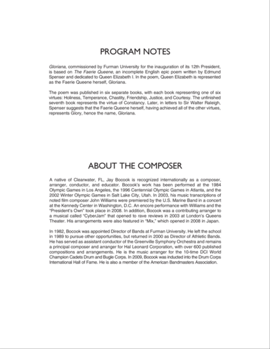 Gloriana - Conductor Score (Full Score) Concert Band scores gallery preview page 2