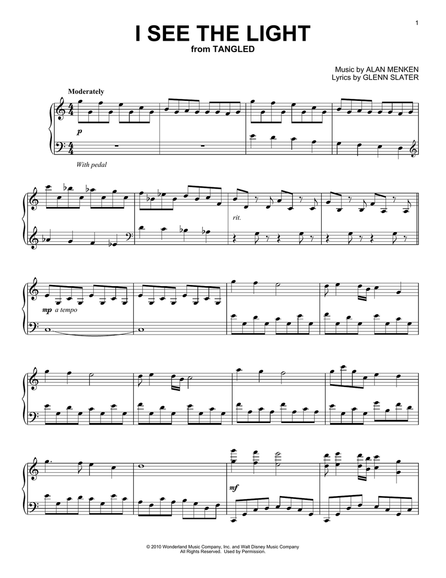 I See The Light (from Tangled) Piano Solo scores gallery preview page 1