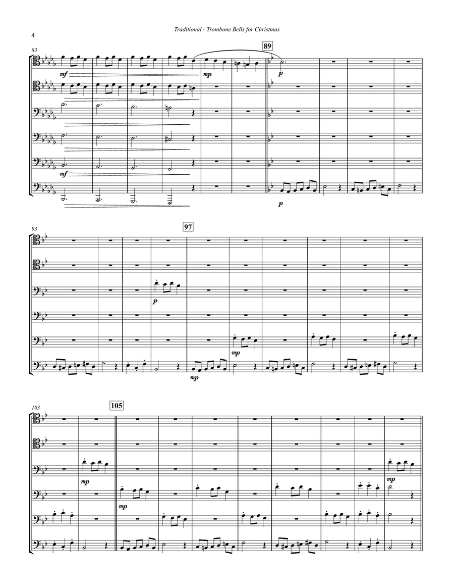 Trombone Bells of Christmas for 6-part Trombone Ensemble Small Ensemble scores gallery preview page 4
