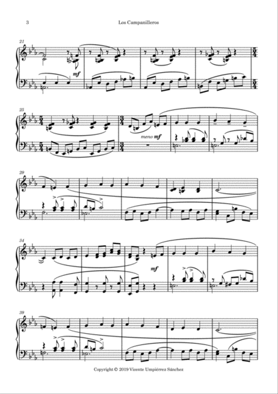 Los Campanilleros Piano Solo scores gallery preview page 3