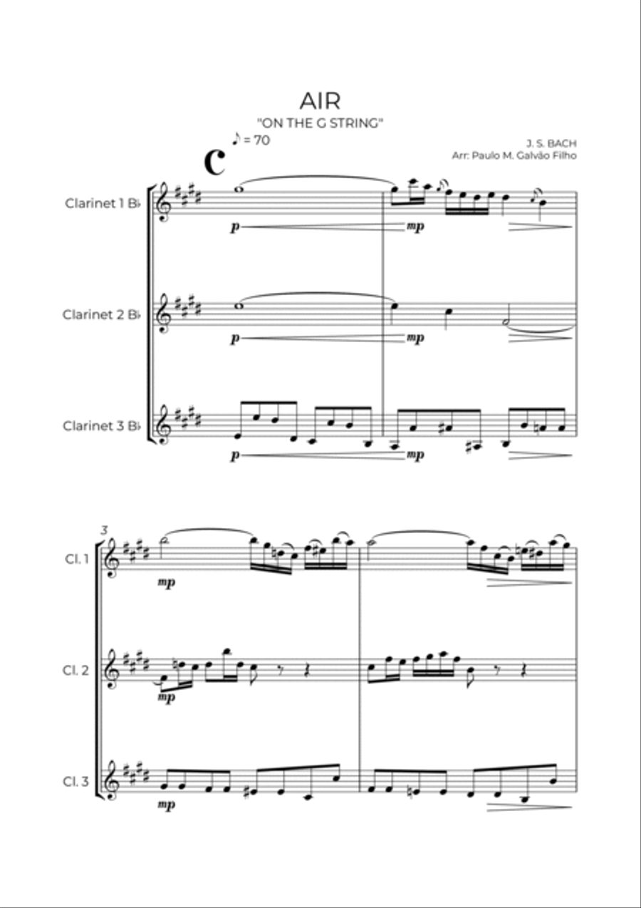 AIR ON THE G STRING - CLARINET TRIO Clarinet Trio scores gallery preview page 2