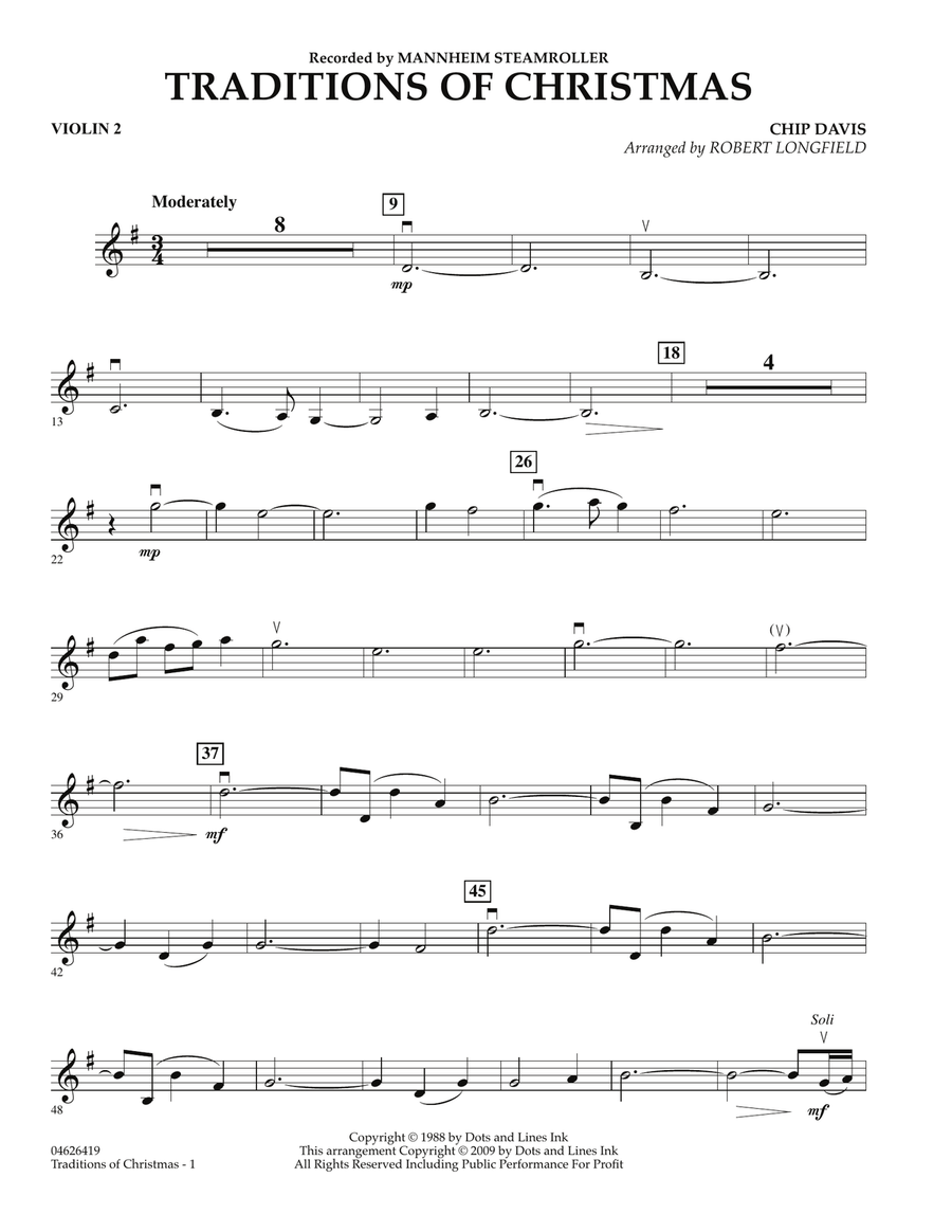 Traditions of Christmas - Violin 2 Orchestra scores gallery preview page 1
