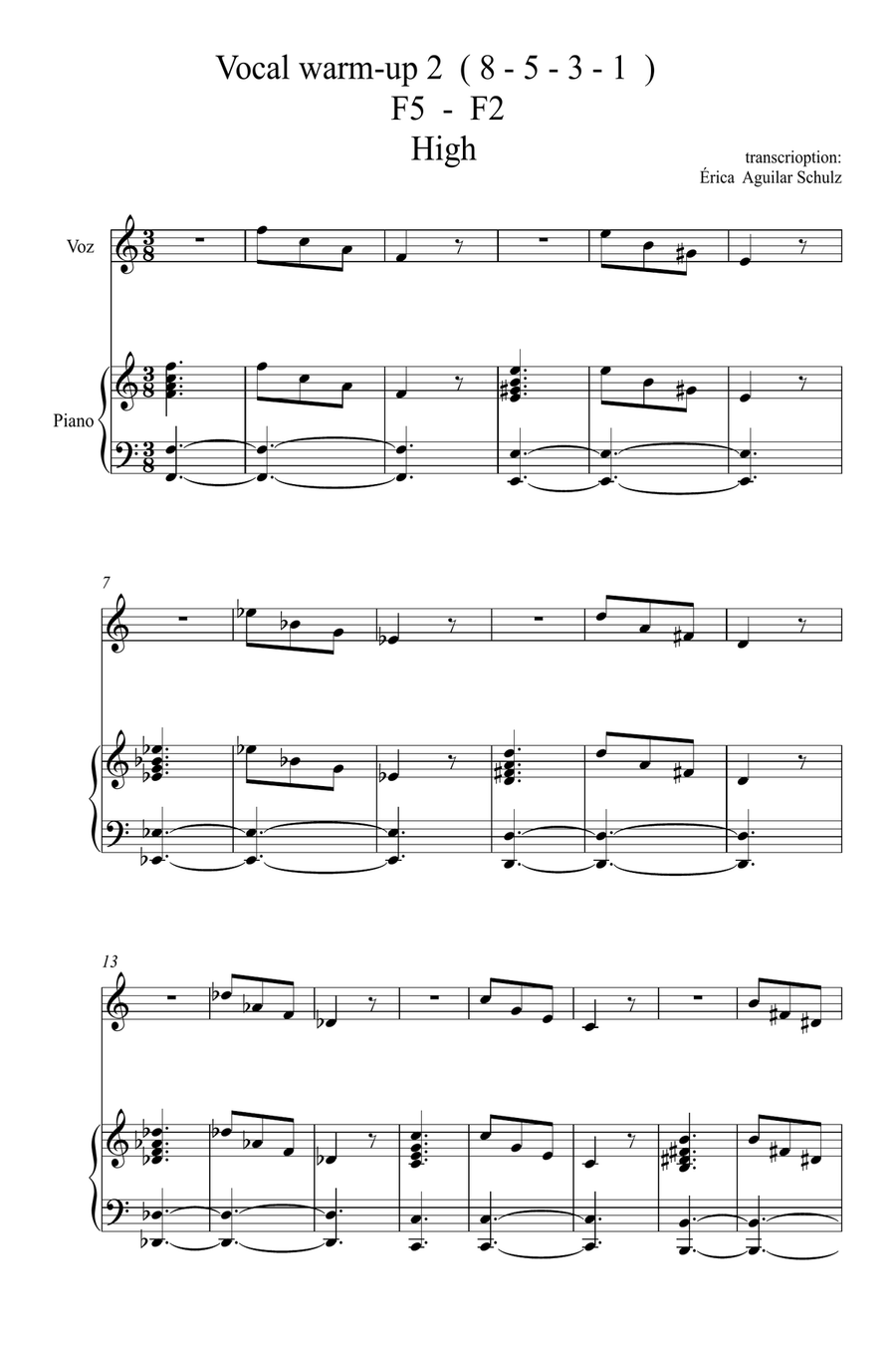 Vocal warm-up 2 ( 8 - 5 - 3 - 1 )) F5 - F3 A Cappella scores gallery preview page 1