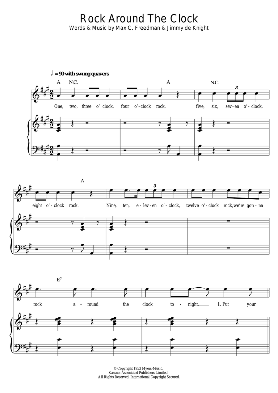 Rock Around The Clock Piano, Vocal scores gallery preview page 1