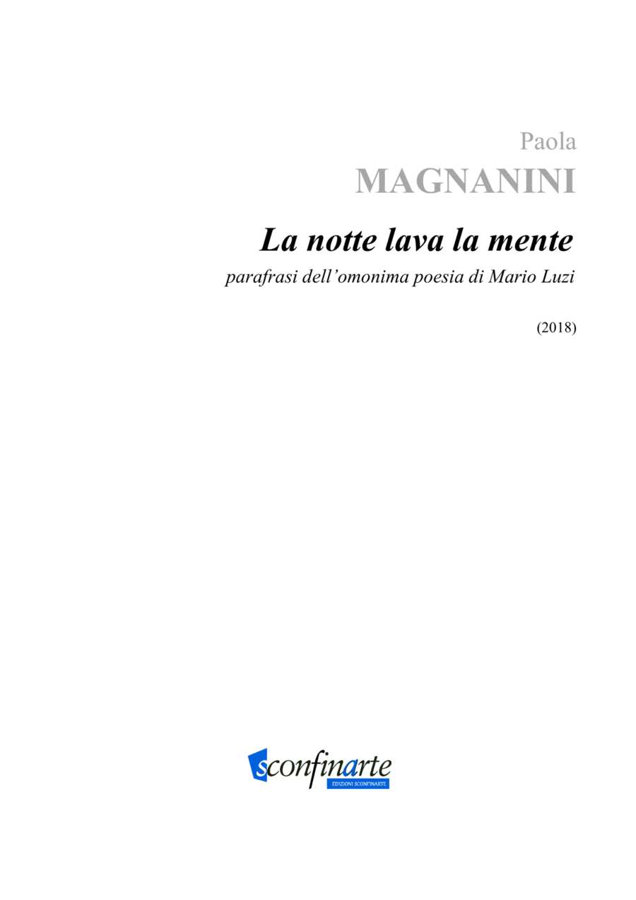 Paola Magnanini: LA NOTTE LAVA LA MENTE (ES-22-061) - Score Only Score scores gallery preview page 1