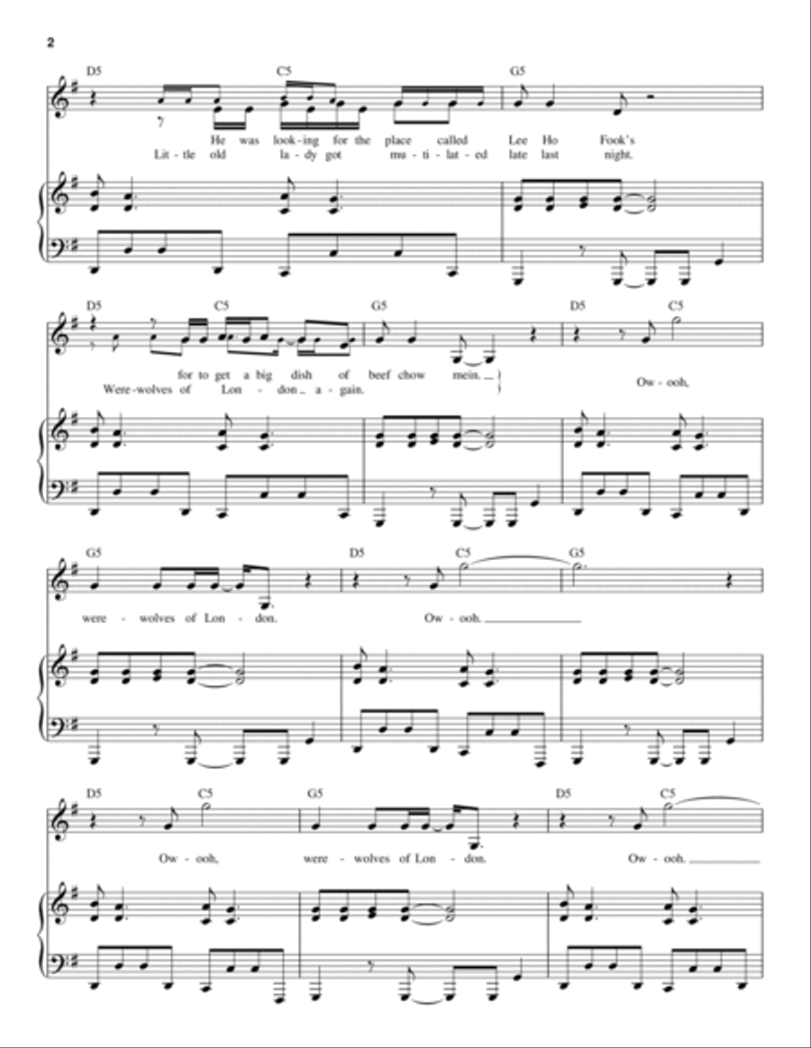 Werewolves Of London Piano scores gallery preview page 2