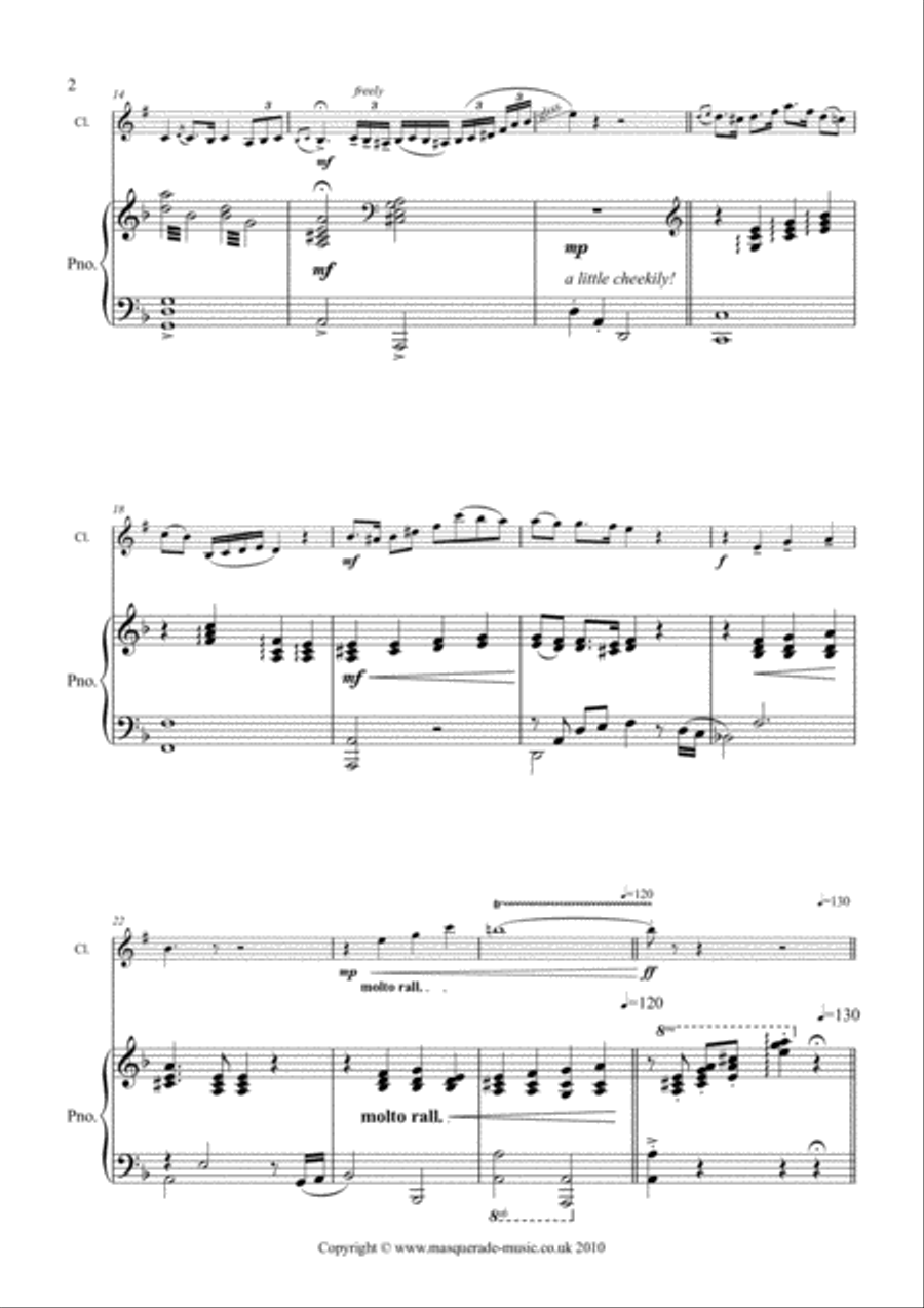 Czardas - A feisty gypsy-style romp for Bb Clarinet & Piano. No safety net supplied! B-Flat Clarinet scores gallery preview page 2