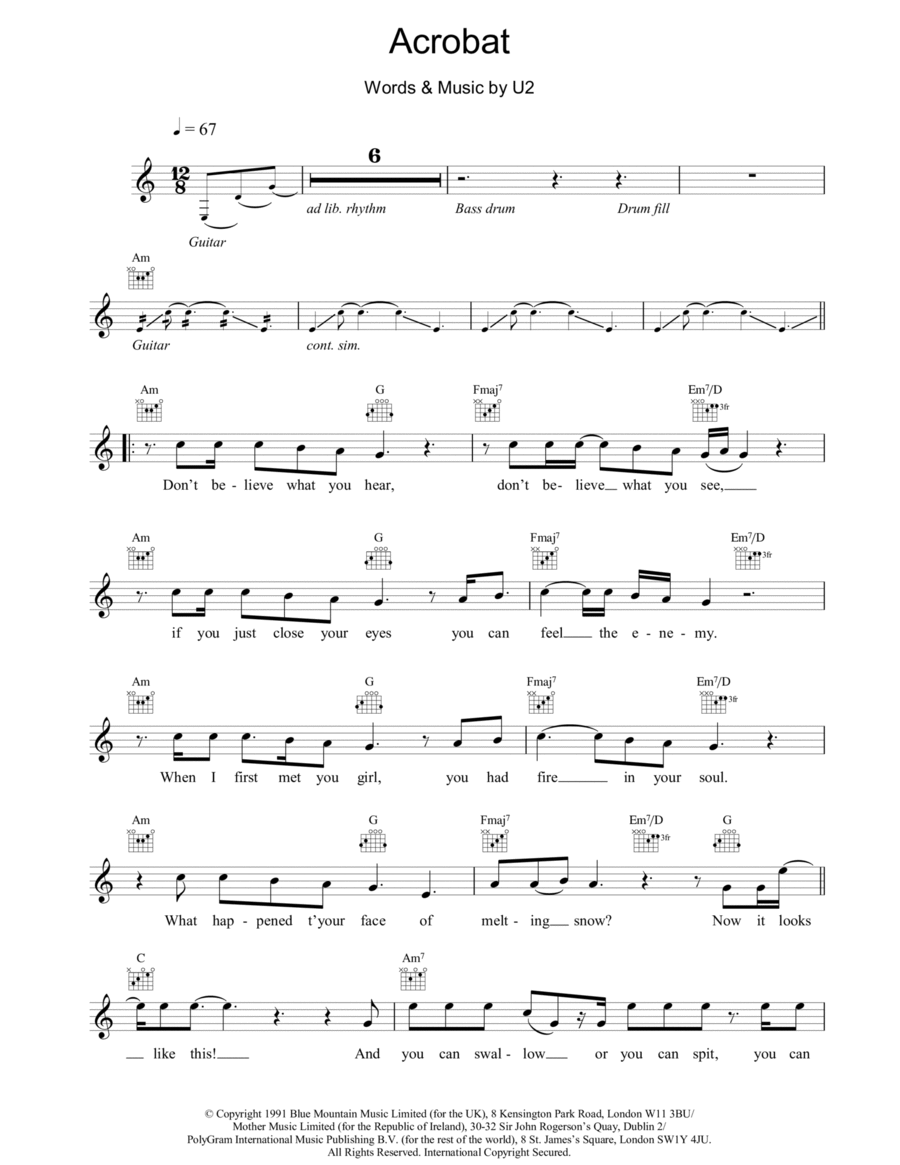 Acrobat Piano scores gallery preview page 1