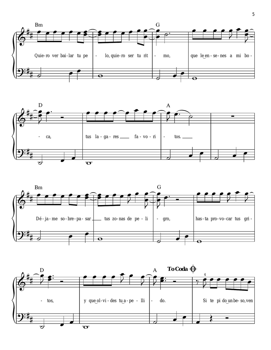 Despacito Easy Piano scores gallery preview page 5
