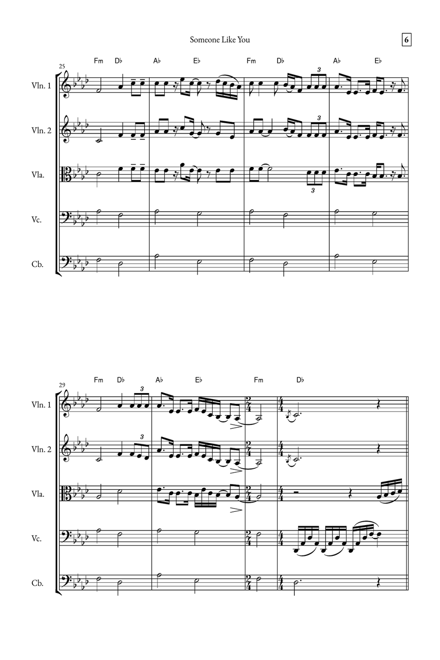 Someone Like You String Quintet scores gallery preview page 6