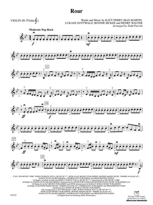 Roar: 3rd Violin (Viola [TC])