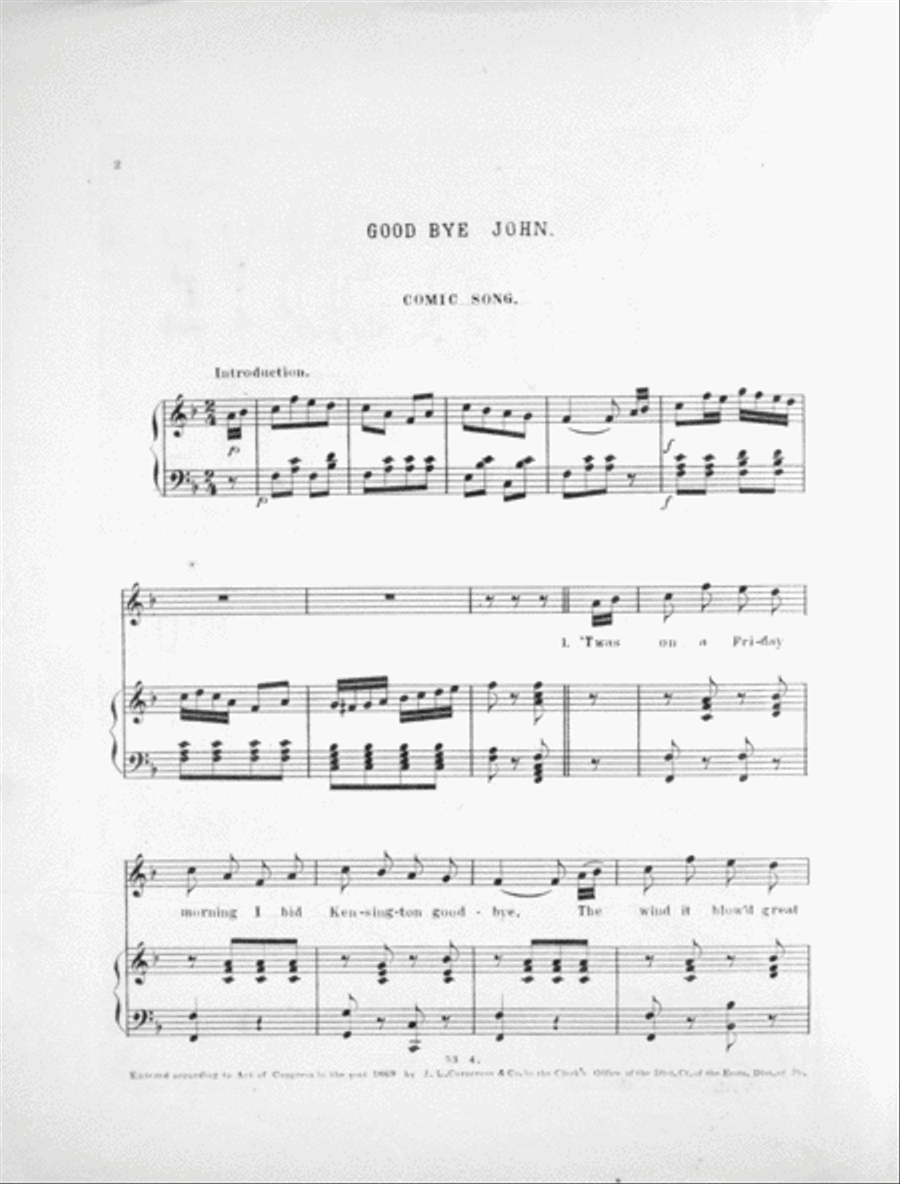 Good Bye John. Comic Song Voice scores gallery preview page 2