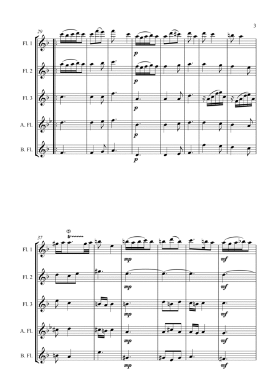 Trio Sonata Op. 2 No. 8 4th Movement - for Flute Choir Woodwind Quintet scores gallery preview page 3