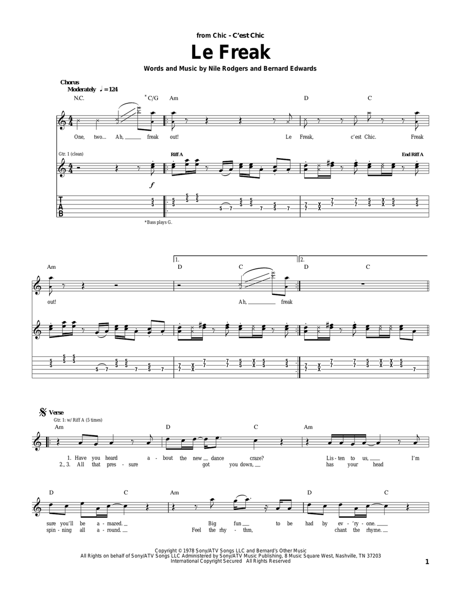 Le Freak Electric Guitar scores gallery preview page 1
