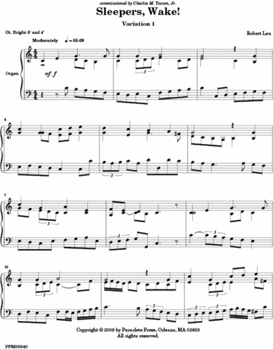Variations on Sleepers Wake! Organ Solo scores gallery preview page 1