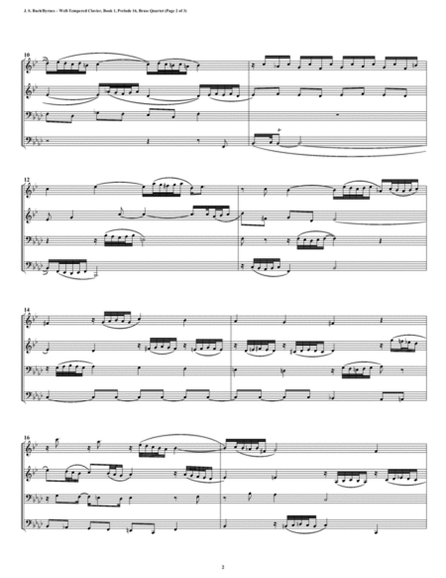 Prelude 16 from Well-Tempered Clavier, Book 1 (Brass Quartet) image number null