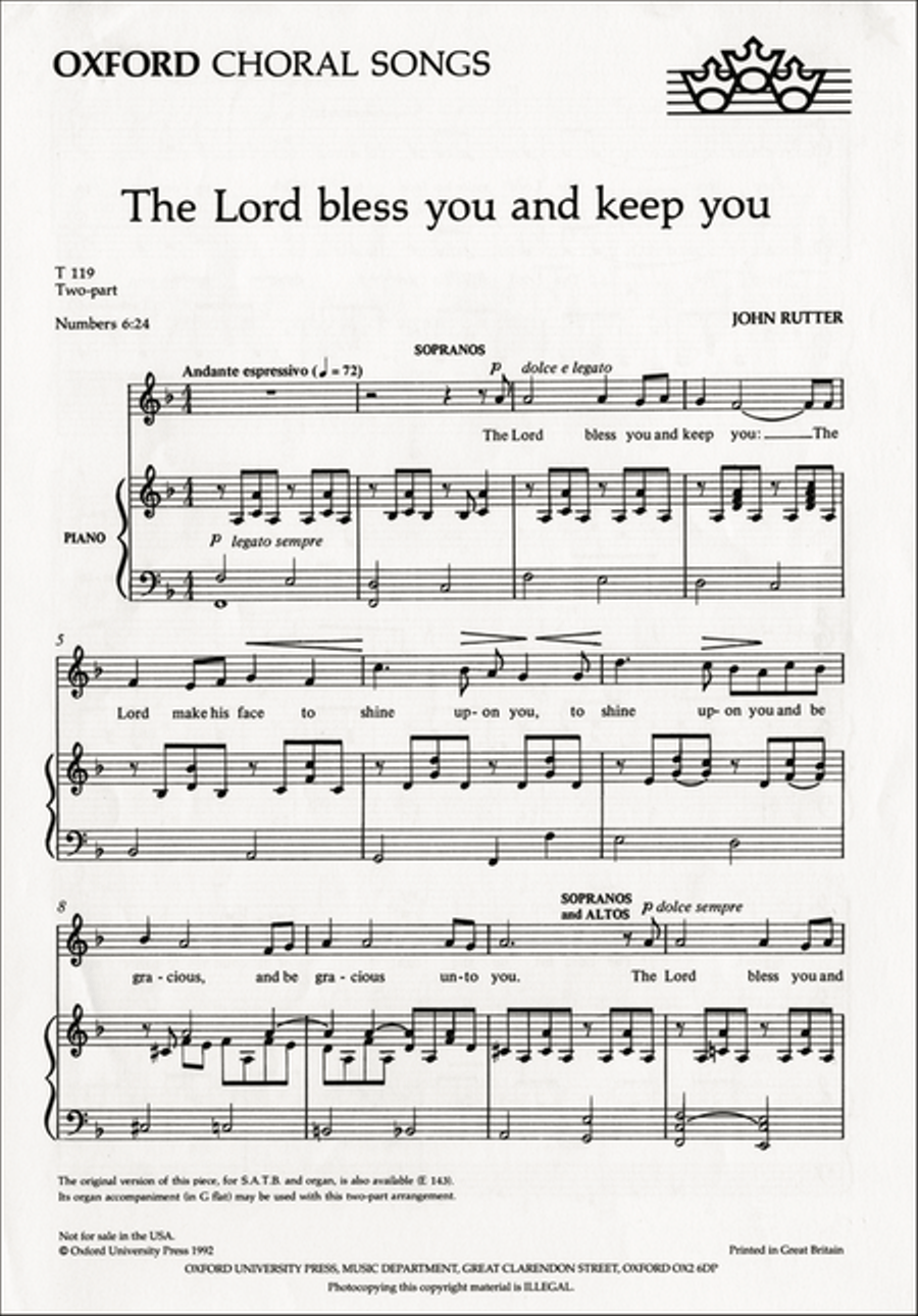 The Lord bless you and keep you SA scores gallery preview page 1